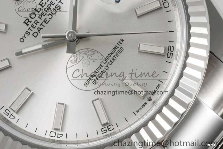 MiroTime 0113 DateJust 41 126334 Clean 1:1 Best Edition 904L Steel Silver Stick Dial on Oyster Bracelet VR Modern 2434